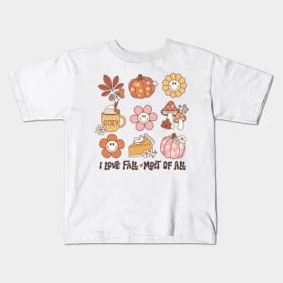 Fall season design I love fall Kids T-Shirt